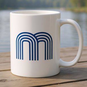 Monogram Monogram Initial Blauw Modern Eenvoudig Koffiemok