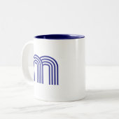 Monogram Monogram Initial Blauw Modern Eenvoudig Tweekleurige Koffiemok (Voorkant links)