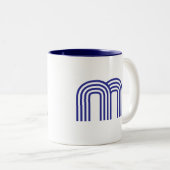 Monogram Monogram Initial Blauw Modern Eenvoudig Tweekleurige Koffiemok (Voorkant rechts)