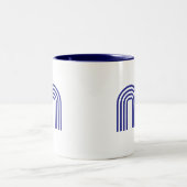 Monogram Monogram Initial Blauw Modern Eenvoudig Tweekleurige Koffiemok (Center)