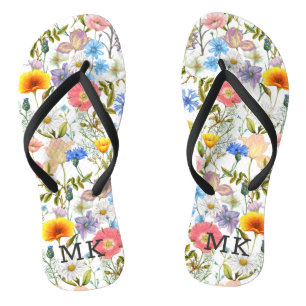 Monogram Monogram Lente Land Bloemen Patroon Teenslippers