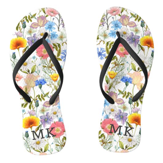 Monogram Monogram Lente Land Bloemen Patroon Teenslippers (Voetbed)