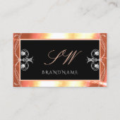 Monogram monogram zalm zwarte mousserende diamant visitekaartje (Voorkant)