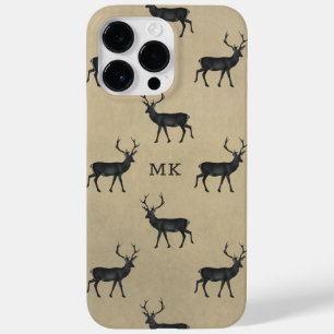 Monogram Monogrammen Deer Stag Rustic Pattern Case-Mate iPhone 14 Pro Max Hoesje