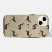 Monogram Monogrammen Deer Stag Rustic Pattern iPhone Hoesje (Achterkant horizontaal)
