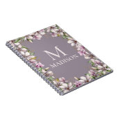 Monogram Monogrammen Magnolia Floral Notitieboek (Rechterzijde)