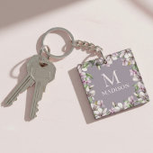 Monogram Monogrammen Magnolia Floral Sleutelhanger