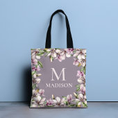 Monogram Monogrammen Magnolia Floral Tote Bag