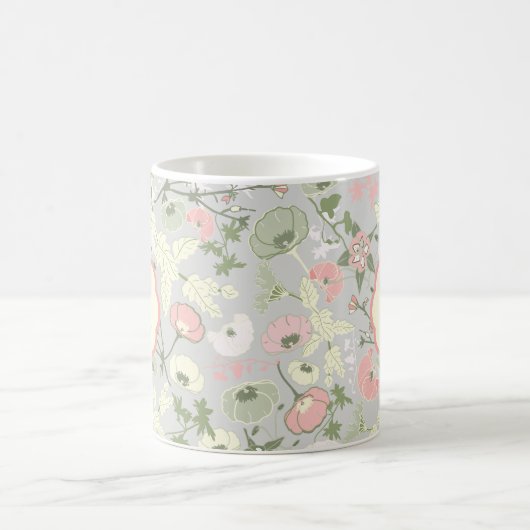 Monogram monogrammen roze groene bloemen koffiemok (Center)