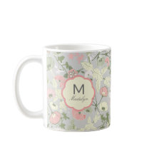 Monogram monogrammen roze groene bloemen