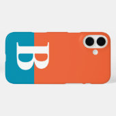 Monogram Monogrammen Simple Modern Oranje Blue Case-Mate iPhone Case (Achterkant (horizontaal))