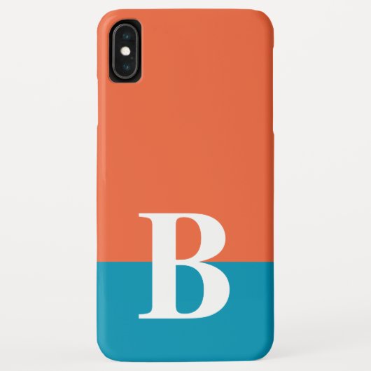 Monogram Monogrammen Simple Modern Oranje Blue Case-Mate iPhone Case (Achterkant)