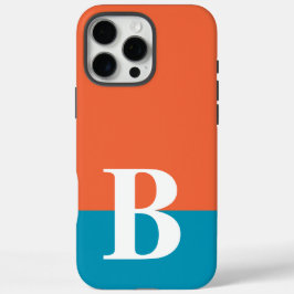 Monogram Monogrammen Simple Modern Oranje Blue iPhone 16 Pro Max Hoesje