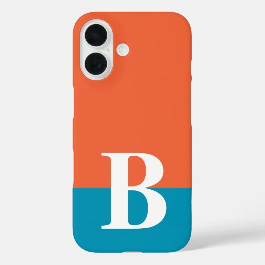 Monogram Monogrammen Simple Modern Oranje Blue Case-Mate iPhone Case (Achterkant)