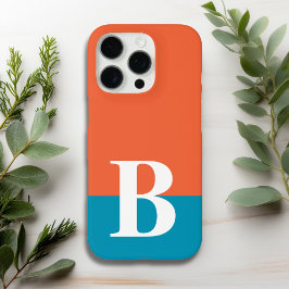 Monogram Monogrammen Simple Modern Oranje Blue iPhone 16 Pro Hoesje