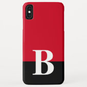 Monogram Monogrammen Simple Modern Red Black Case-Mate iPhone Case (Achterkant)