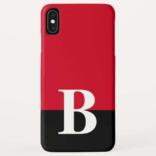 Monogram Monogrammen Simple Modern Red Black Case-Mate iPhone Case (Achterkant)