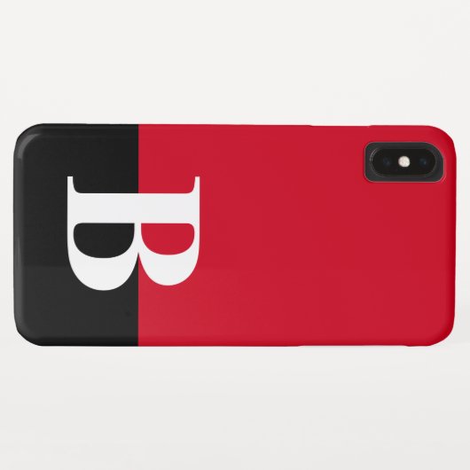 Monogram Monogrammen Simple Modern Red Black Case-Mate iPhone Case (Achterkant (horizontaal))