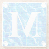 Monogram Monogrammen zwemmen Blauwe Pool Aquatisch Glazen Onderzetter (Achterkant)