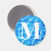 Monogram Monogrammen zwemmen Blauwe Pool Aquatisch Magneet (Voorkant / Achterkant)