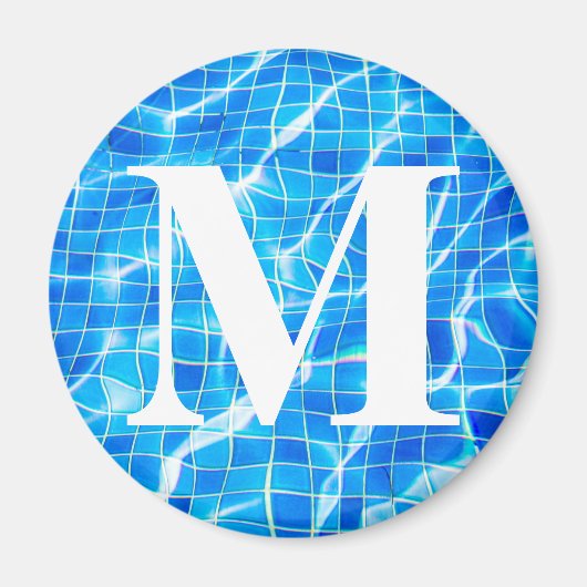 Monogram Monogrammen zwemmen Blauwe Pool Aquatisch Magneet (Voorkant)