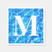 Monogram Monogrammen zwemmen Blauwe Pool Aquatisch Servet (Voorkant)