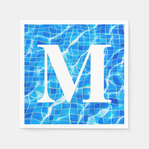 Monogram Monogrammen zwemmen Blauwe Pool Aquatisch Servet