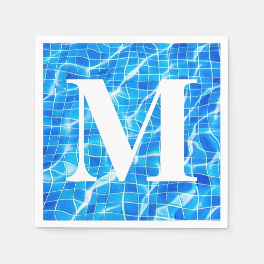 Monogram Monogrammen zwemmen Blauwe Pool Aquatisch Servet (Voorkant)
