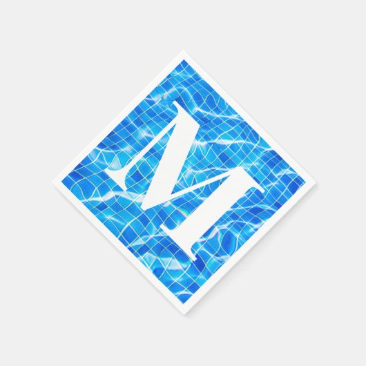 Monogram Monogrammen zwemmen Blauwe Pool Aquatisch Servet (Hoek)