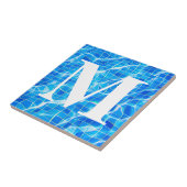 Monogram Monogrammen zwemmen Blauwe Pool Aquatisch Tegeltje (Zijkant)