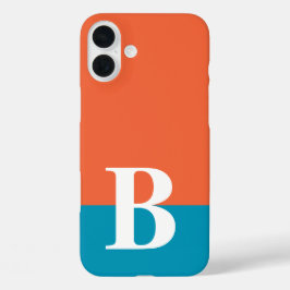 Monogram Monogrammering Eenvoudig Modern Oranje Bl iPhone 16 Plus Hoesje