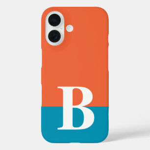 Monogram Monogrammige Eenvoudige Moderne Oranje Bl iPhone 16 Hoesje