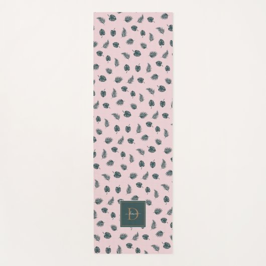 Monogram Monstera Palm Groen Bladeren met Naam Yogamat (Voorkant)