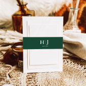 Monogram Moody Bourgondië Emerald groen Bruiloft Uitnodigingen Wikkel