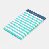 Monogram Mooi Blauw Gestreepte Post-it® Notes (Schuin)