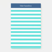 Monogram Mooi Blauw Gestreepte Post-it® Notes (Voorkant)