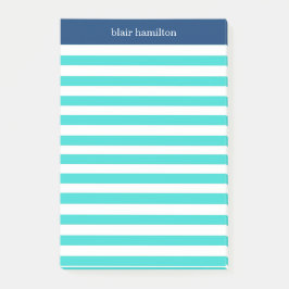 Monogram Mooi Blauw Gestreepte Post-it® Notes