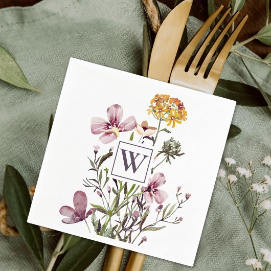 Monogram Mooi Boeket Bloemen Servet