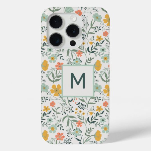 Monogram mooi botanisch bloemmotief Case-Mate iPhone case (Achterkant)