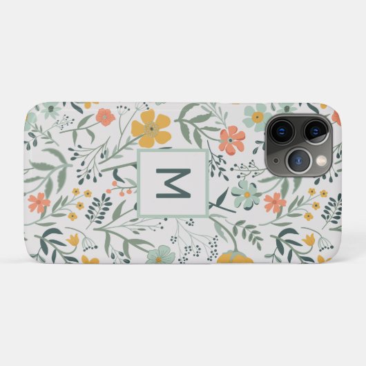 Monogram mooi botanisch bloemmotief Case-Mate iPhone case (Achterkant (horizontaal))