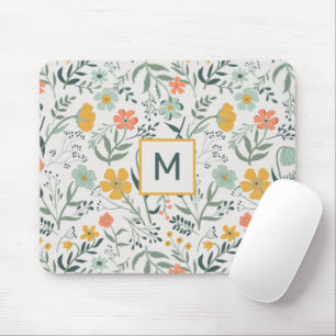 Monogram mooi botanisch bloemmotief muismat
