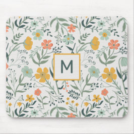 Monogram mooi botanisch bloemmotief muismat