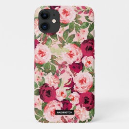 Monogram mooi en stijlvol bloemig Roze Case-Mate iPhone Case