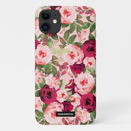 Monogram mooi en stijlvol bloemig Roze Case-Mate iPhone Case (Achterkant)