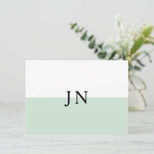 Monogram Mooi Groen Pastel Witte Kleurblok Notitiekaartje
