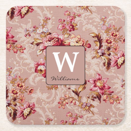 Monogram mooi patroon Trendy retro Kartonnen Onderzetters (Voorkant)