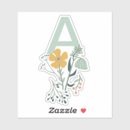 Monogram Mooie Botanische Bloemen Personaliseren Sticker