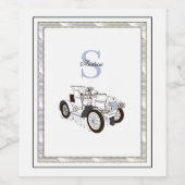 Monogram Mooie Grafische Persoonlijke Zwarte Auto Wijn Etiket (Enkel label)