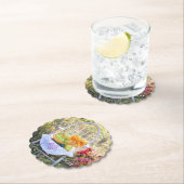 Monogram, mooie herfstprint, Scallop Kartonnen Onderzetters (Insitu)