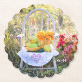 Monogram, mooie herfstprint, Scallop Kartonnen Onderzetters (Voorkant)